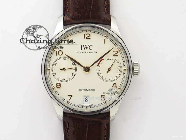 MIROTIME 1228 MoistureWicking Portuguese Real PR IW500704 ZF 1:1 Best Edition On Brown Leather Strap A52010 V 7311